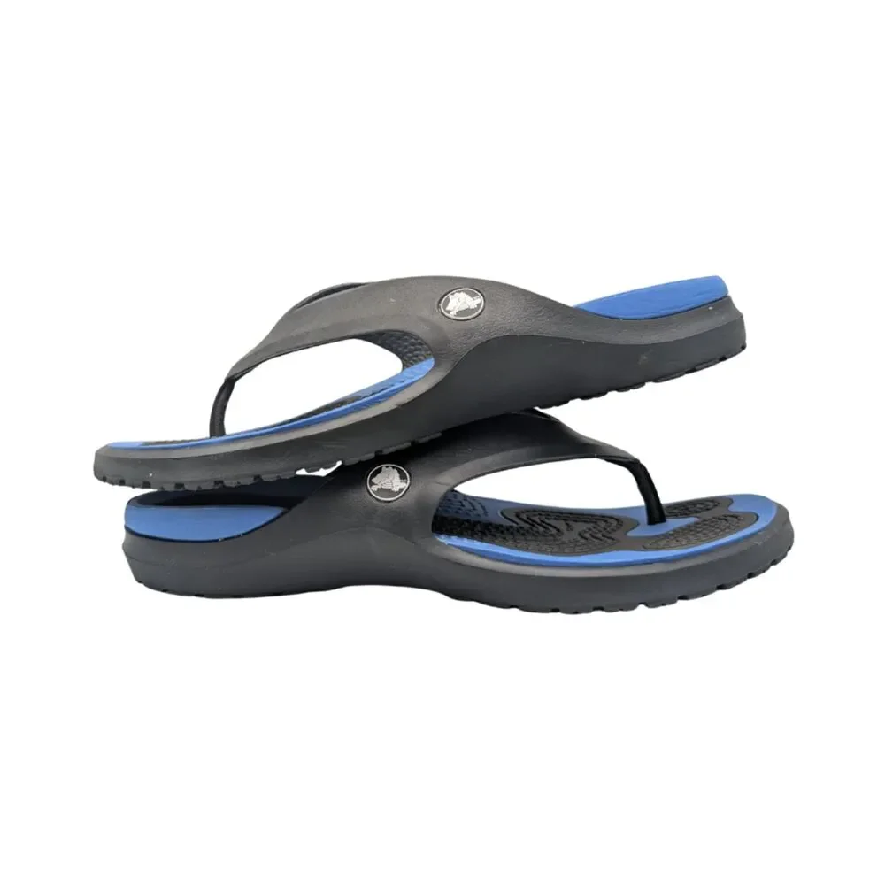 Crocs Black Blue Thong Sandals Size Mens 10 Womens 12